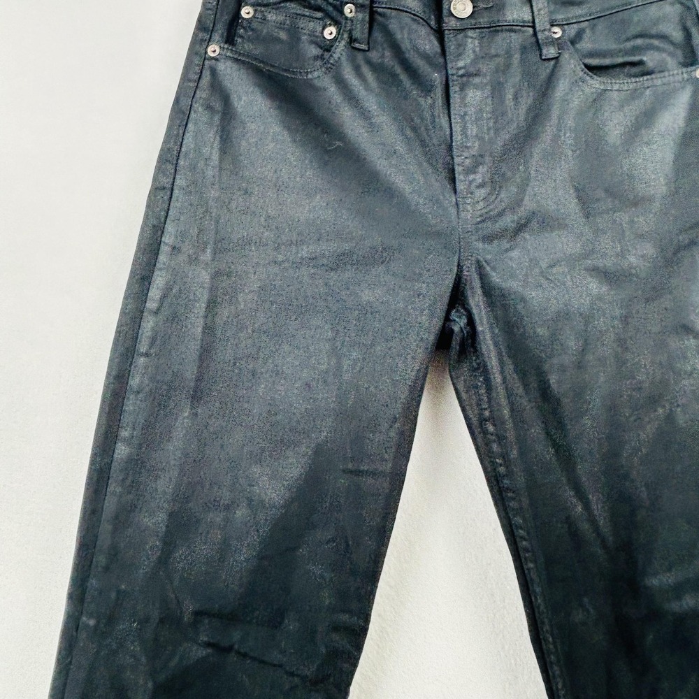 GAP Jeans Womens 12 Tall Black Vintage Slim Mid Rise Coated Denim Stretch Shiny - Picture 11 of 16